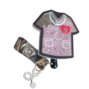Pink Heart Scrubs Nurse Badge Reel